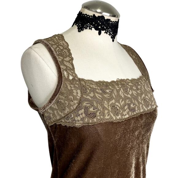 Vtg Y2K Susan Lawrence Brown Velvet Cottage-Core Coquette Blouse - Picture 5 of 11